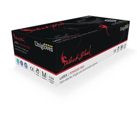 UNIGLOVES BLACK POWDER FREE LATEX - (SINGLE) image 0