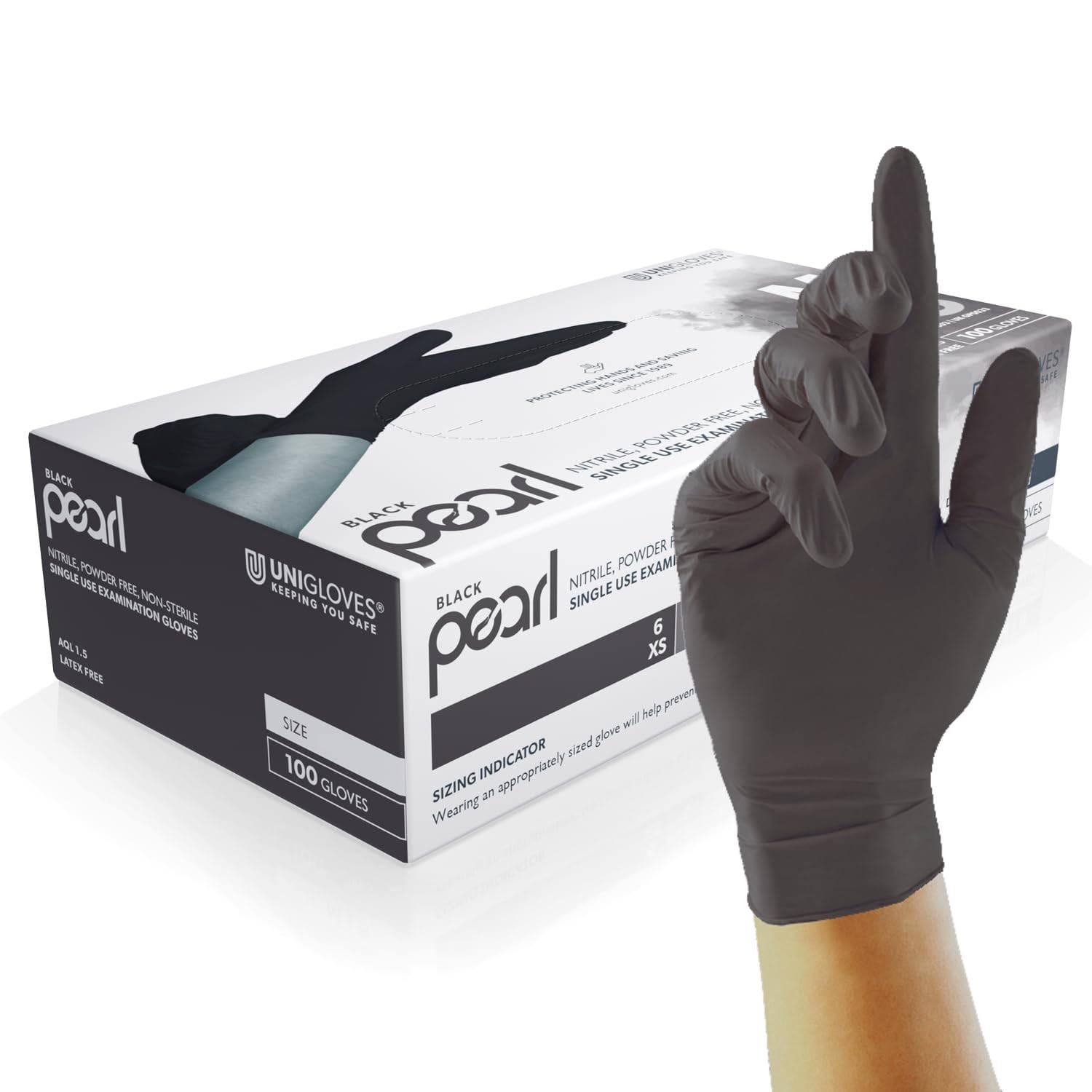 UNIGLOVES BLACK PEARL GLOVES (NITRILE SINGLE ) image 0