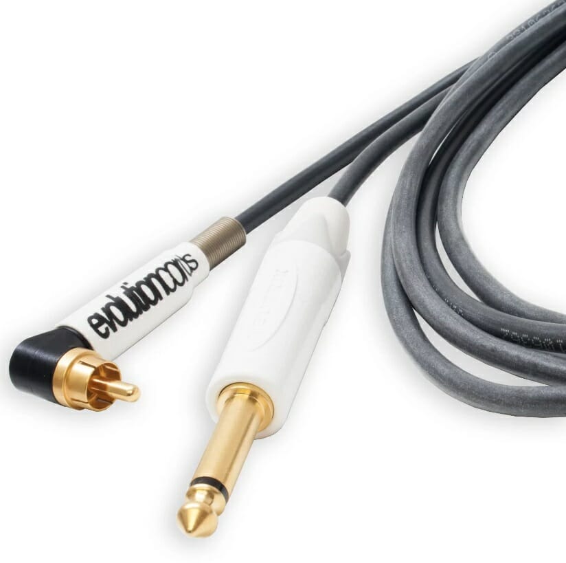 Evolution Silicone Black Angled RCA Tattoo Cord to 1/4 Inch Jack image 0