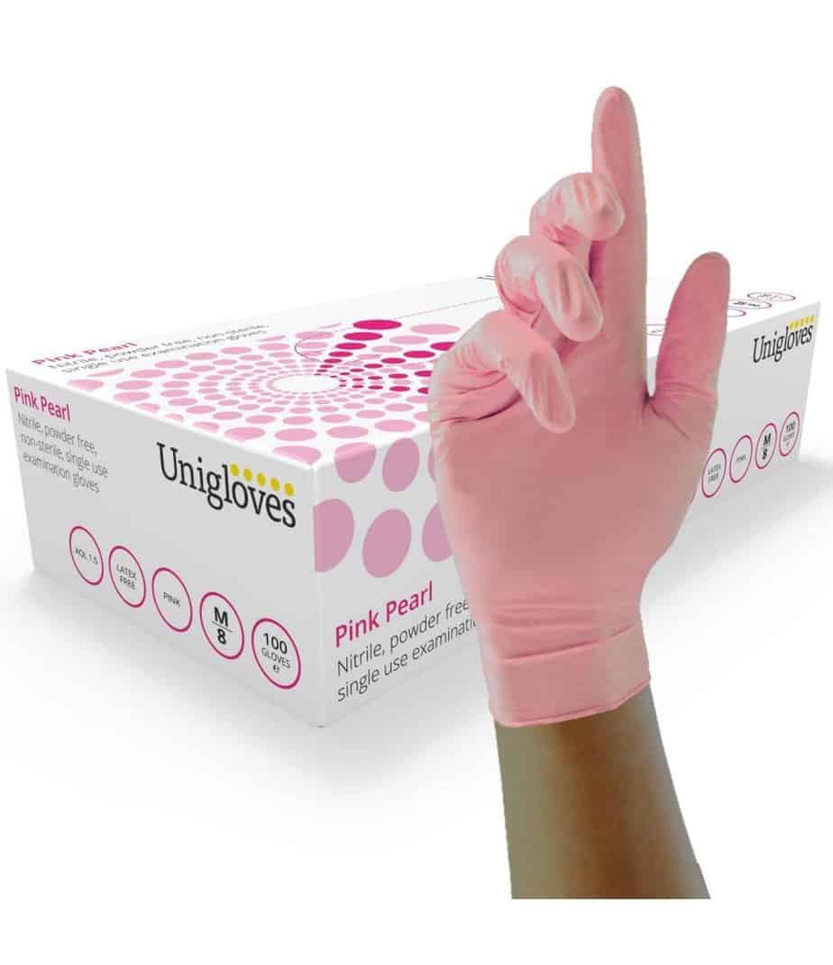 UNIGLOVES PINK PEARL NITRILE GLOVES image 1